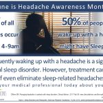 June Headache Awareness Month: infographic about morning headaches and sleep disorders, encouraging a conversation with a medical professional